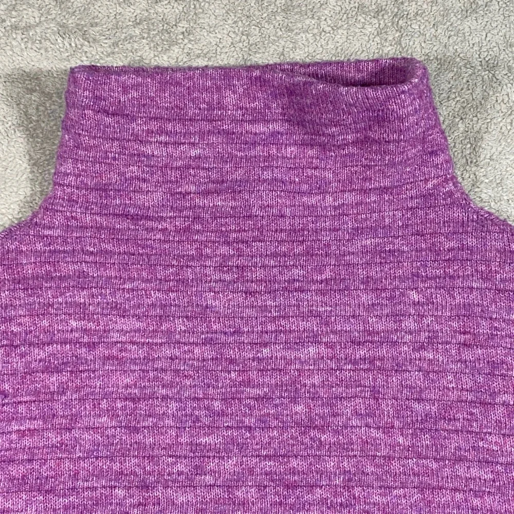 Ophelia Roe Purple Ribbed Mock Neck Drop Shoulder‎ Knit Sweater Large